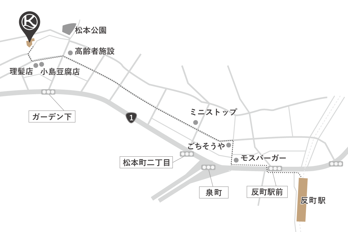 反町駅からお越しの場合